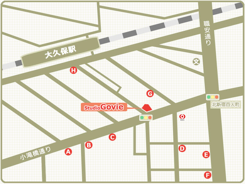 新宿百人町撮影スタジオグービー駐車場地図